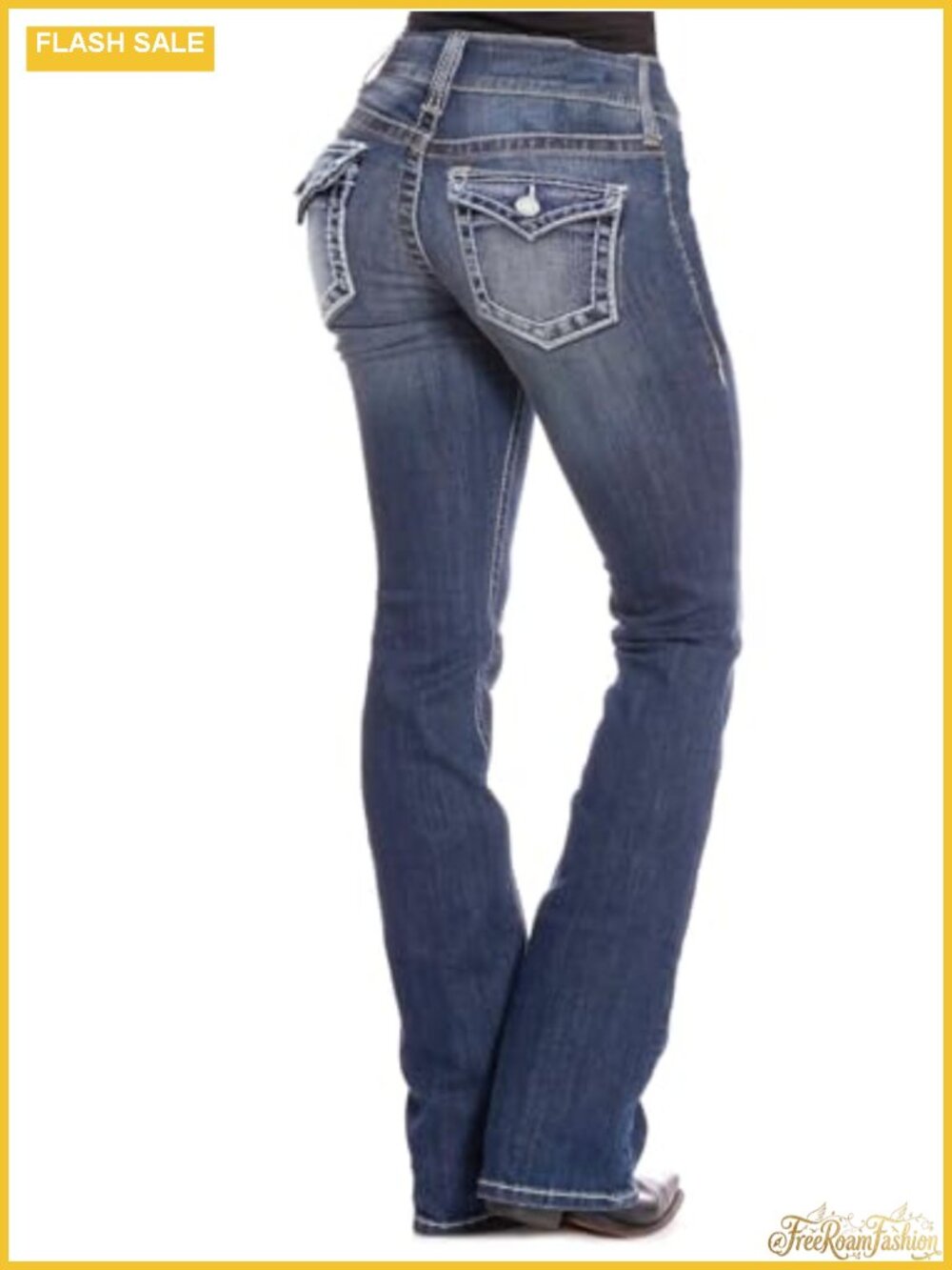 Women's Bootcut Jeans Curvy Fit Low Rise Denim Stretch Western Cowgirl Style